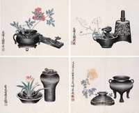 黄士陵 1898年作 彝器花卉 立轴